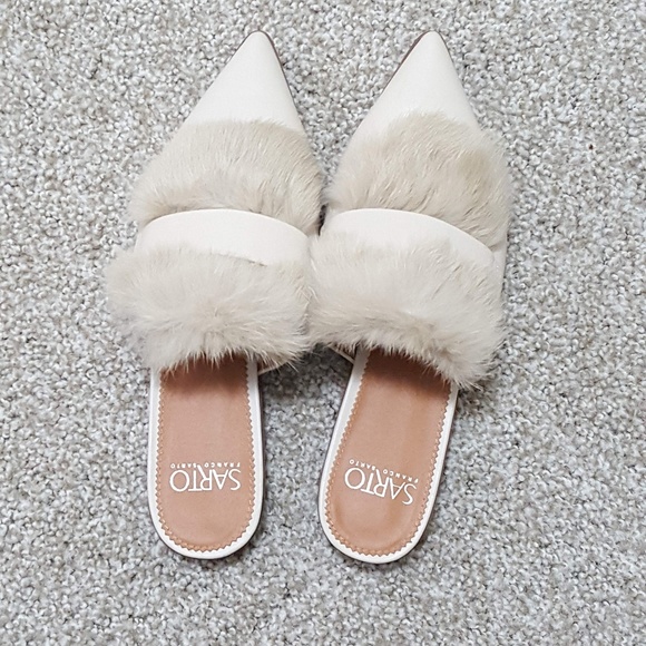 franco sarto fur mules